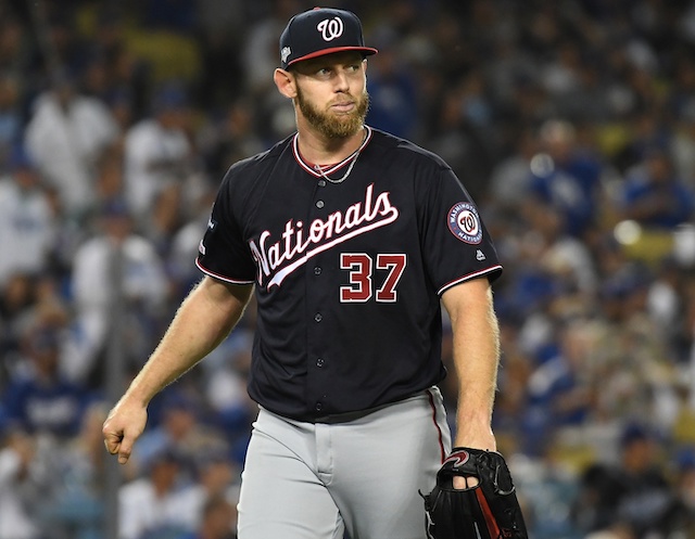 Washington Nationals starting pitcher Stephen Strasburg during Game 2 of the 2019 NLDS