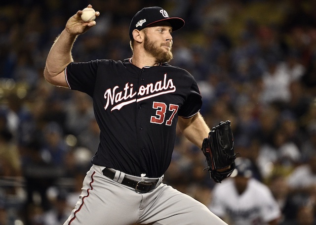 Washington Nationals starting pitcher Stephen Strasburg during Game 2 of the 2019 NLDS