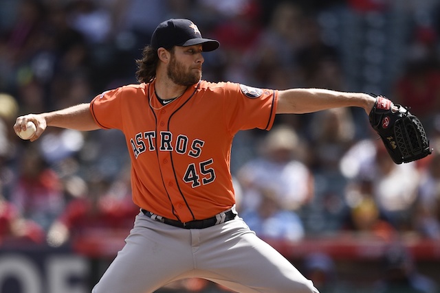 Houston Astros starting pitcher Gerrit Cole during a game against the Los Angeles Angels