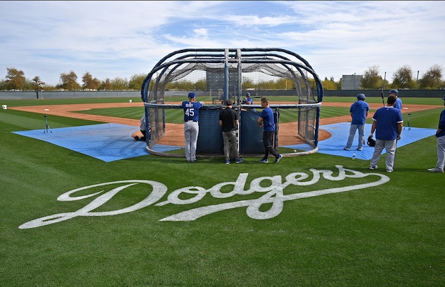 Matt Beaty, Tyler White, batting practice, 2020 Spring Training