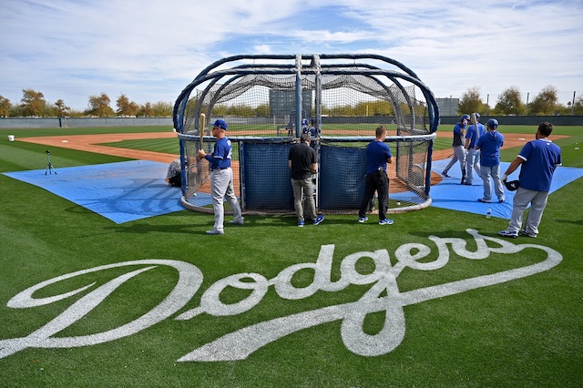 Matt Beaty, Tyler White, batting practice, 2020 Spring Training