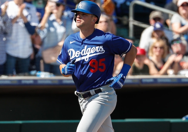 Los Angeles Dodgers prospect Cody Thomas during a 2020 Spring Training game