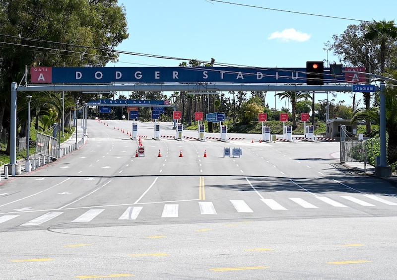 Dodger Stadium parking lot entrance, 2020 Opening Day