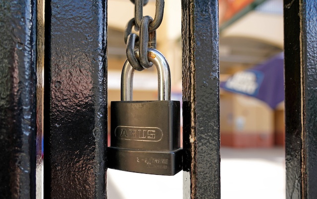 Locked stadium gate