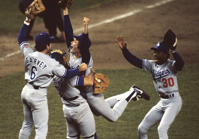 Steve Garvey, Steve Howe, Derrel Thomas, Steve Yeager, Dodgers, 1981 World Series