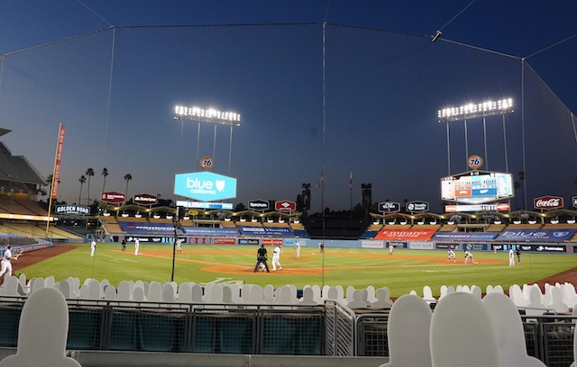 Dodger Stadium view, Dodgers fans cutouts