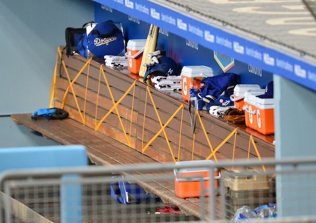 Dugout physical distancing markers, 2020 Spring Training