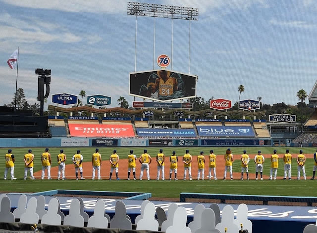 Dodgers lined up, Kobe Bryant jerseys