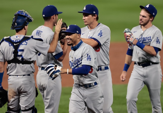 Austin Barnes, Mookie Betts, Gavin Lux, Corey Seager, Mitch White, Dodgers win