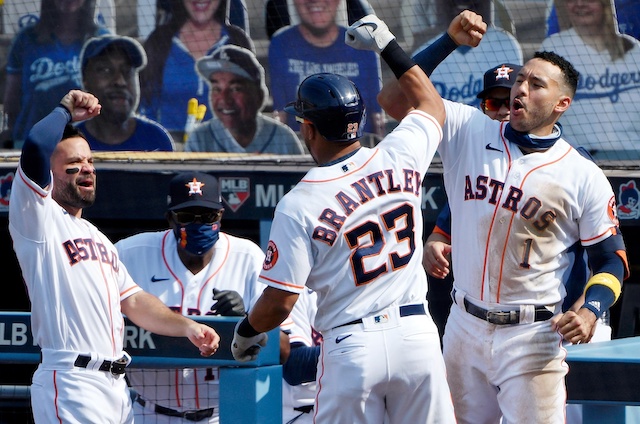 Jose Altuve, Dusty Baker, Michael Brantley, Carlos Correa, 2020 ALDS