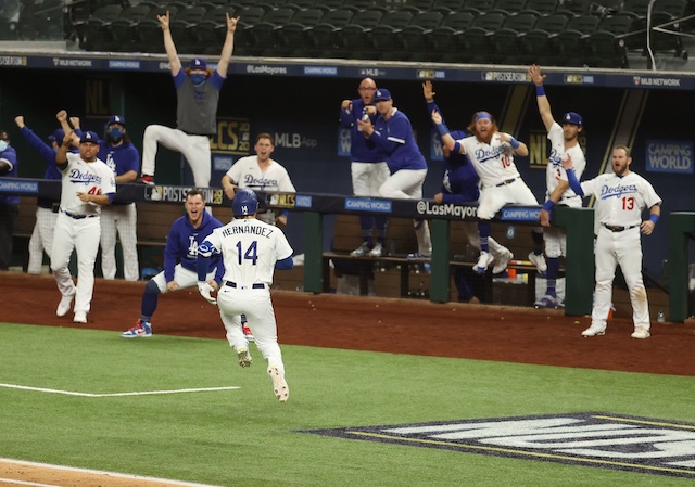 Matt Beaty, Cody Bellinger, Walker Buehler, Brusdar Graterol, Kiké Hernandez, Dustin May, Max Muncy, Joc Pederson, Will Smith, Justin Turner, 2020 NLCS