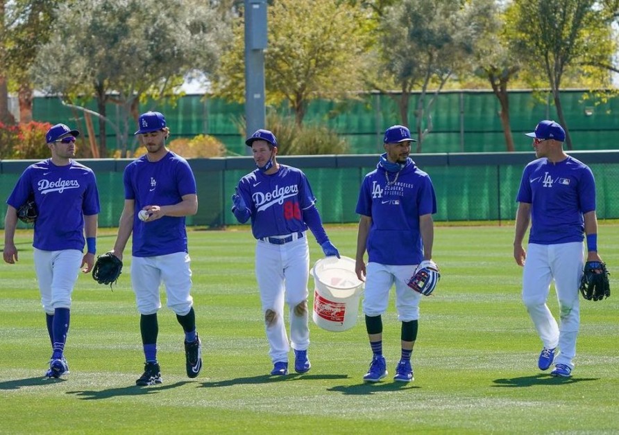 Matt Beaty, Cody Bellinger, Mookie Betts, AJ Pollock, 2021 Spring Training