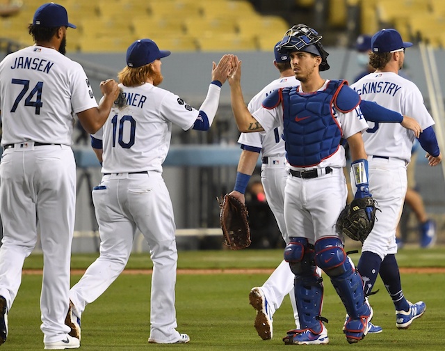 Austin Barnes, Kenley Jansen, Zach McKinstry, Justin Turner, Dodgers win