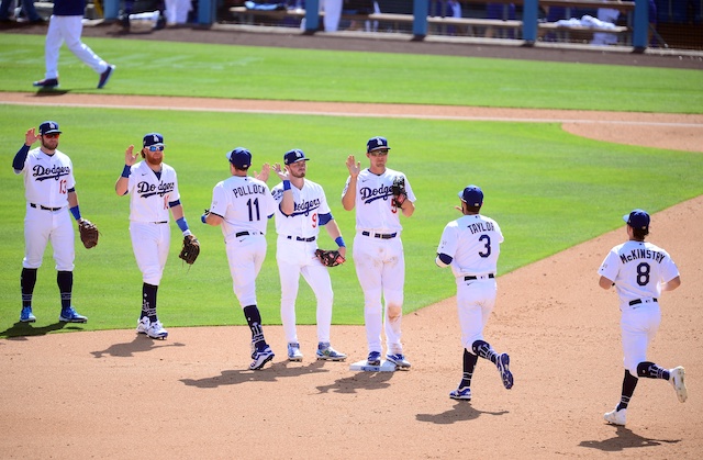 Gavin Lux, Zach McKinstry, Max Muncy, AJ Pollock, Corey Seager, Chris Taylor, Justin Turner, Dodgers win