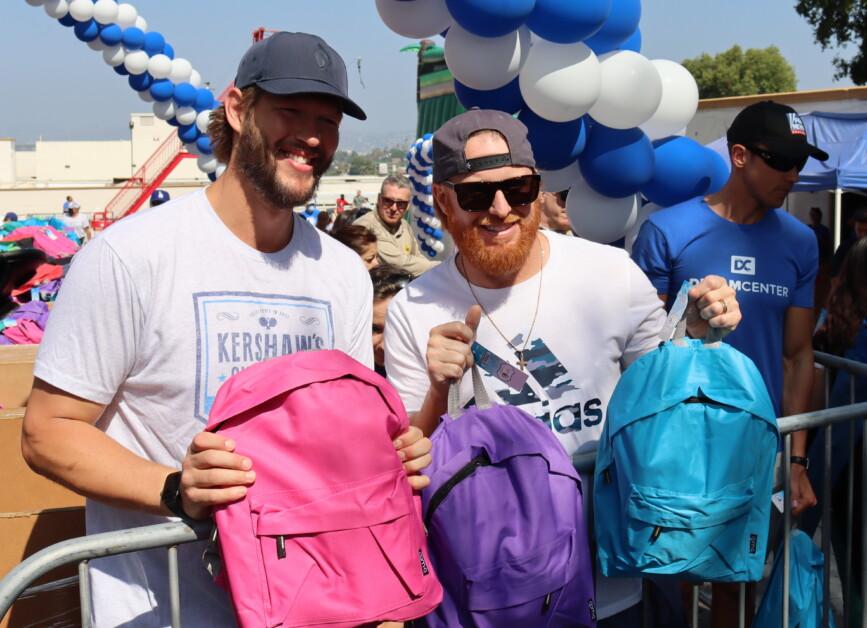 Clayton Kershaw, Justin Turner, Back to School Bash