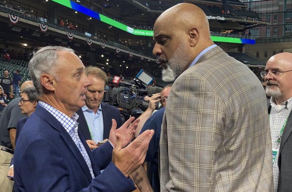 Tony Clark, Rob Manfred, 2021 World Series