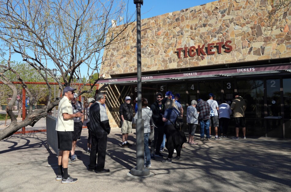 Dodgers fans, Camelback Ranch ticket office, 2022 Spring Training