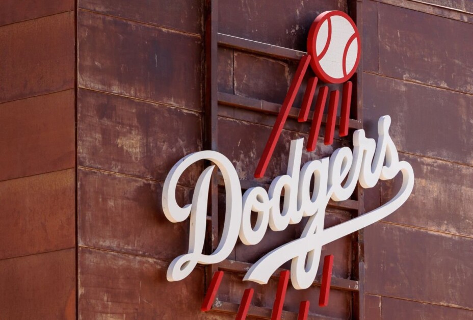 Dodgers logo, Camelback Ranch building, 2022 Spring Training