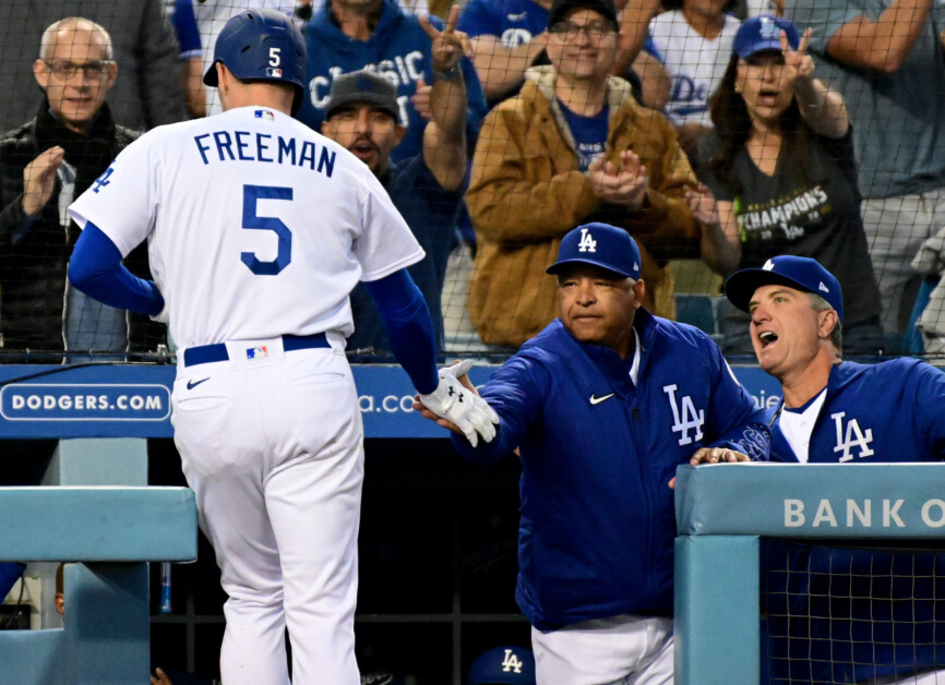 Freddie Freeman, Bob Geren, Dave Roberts