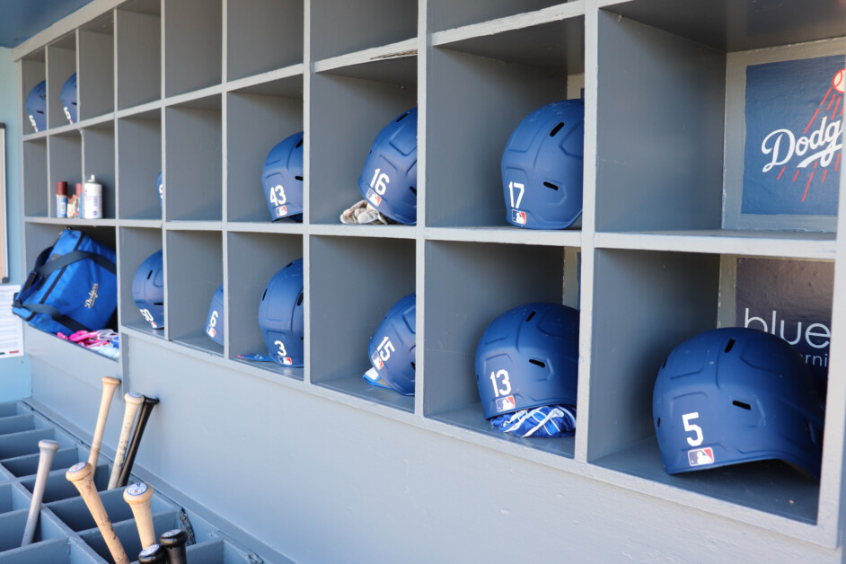 Dodgers Helmets, Freddie Freeman, Max Muncy, Hanser Alberto, Austin Branes, Will Smith, Edwin Rios, Chris Taylor, Trea Turner, Mookie Betts, Trea Turner