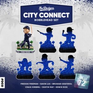 Freddie Freeman, Brusdar Graterol, Craig Kimbrel, Gavin Lux, Dustin May, Edwin Ríos, Dodgers City Connect, FOCO bobbleheads