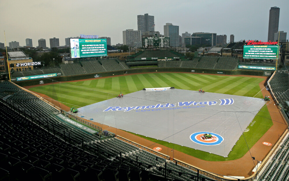 Wrigley Field view, tarp