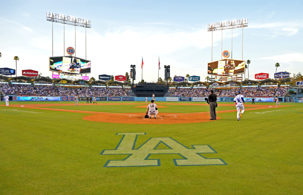 Dino Ebel, Clayton McCullough, Dodger Stadium view