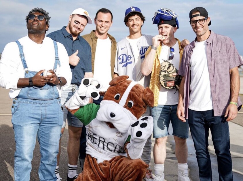 Gavin Lux, Chris Taylor, Miguel Vargas, 2022 Dodgers dress-up day