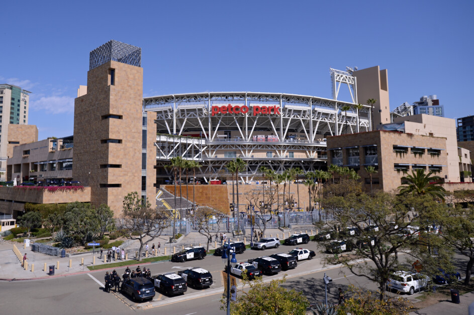 Petco Park entrance view, police