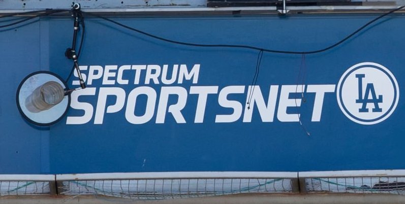 Spectrum SportsNet LA booth, logo