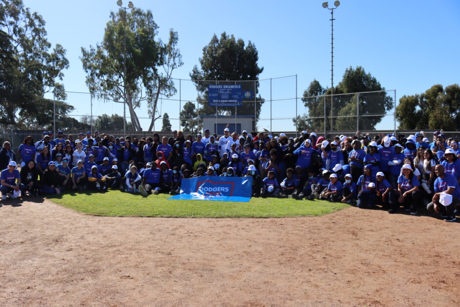 Trayce Thompson, Kirsten Watson, 2023 Dodgers Love L.A. Community Tour