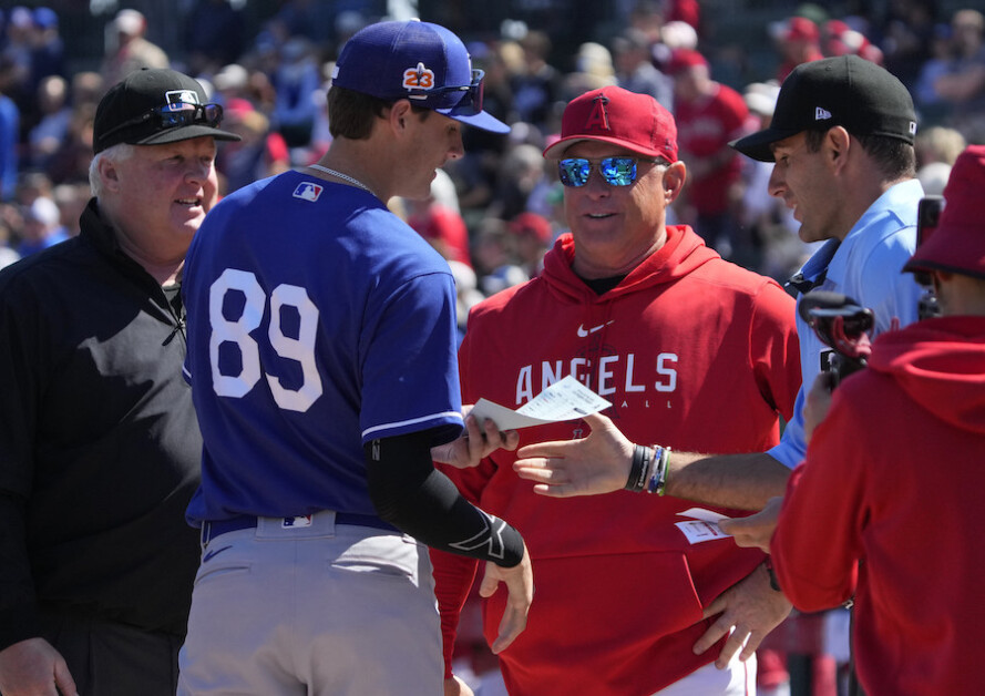 Kyle Nevin, Phil Nevin, umpires, lineup cards, 2023 Spring Training