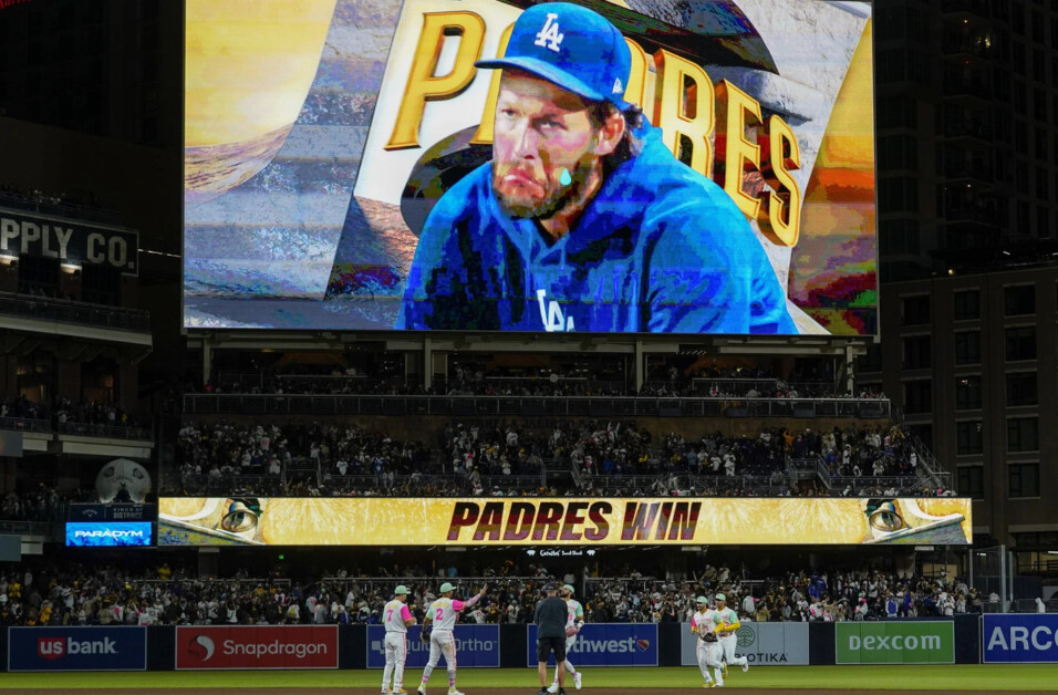 Clayton Kershaw, Padres win, Petco Park video board