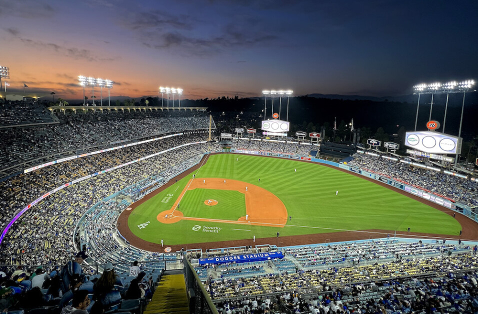 Dodger Stadium view, Dodger Stadium lights