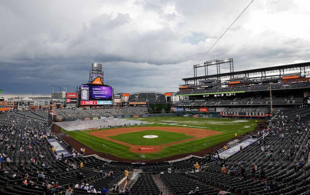 Coors Field view, tarp