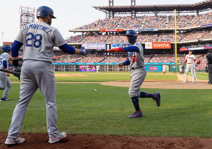 Mookie Betts, J.D. Martinez, Dodgers bat boy