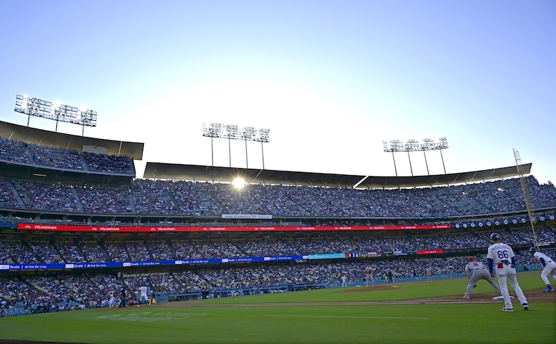 Clayton McCullough, James Outman, Miguel Vargas, Dodger Stadium view, Freeway Series