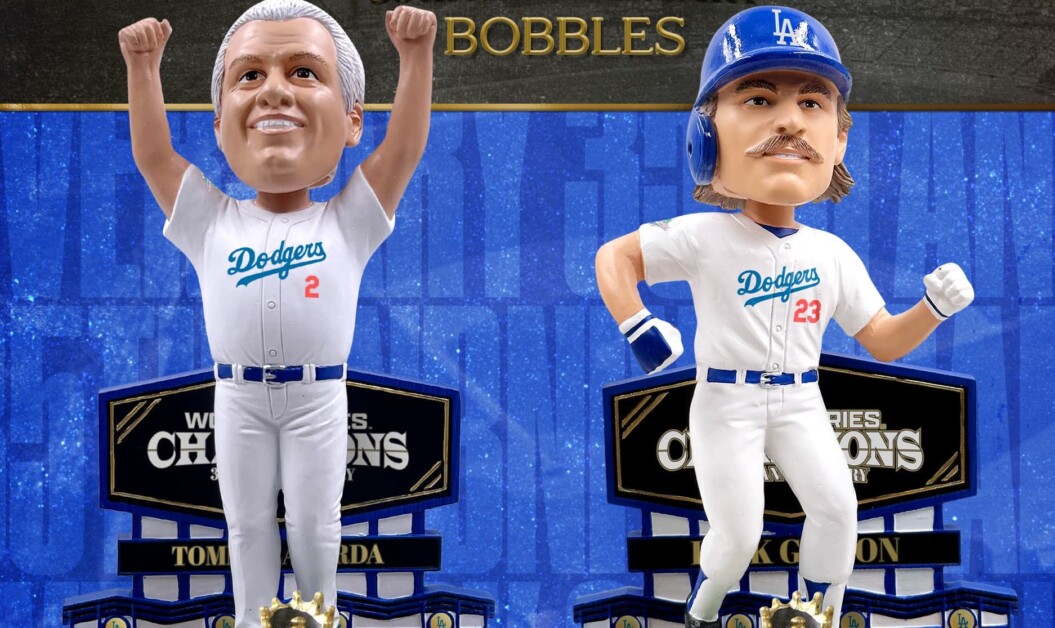 Tommy Lasorda, Kirk Gibson, Dodgers 1988 World Series bobbleheads, FOCO