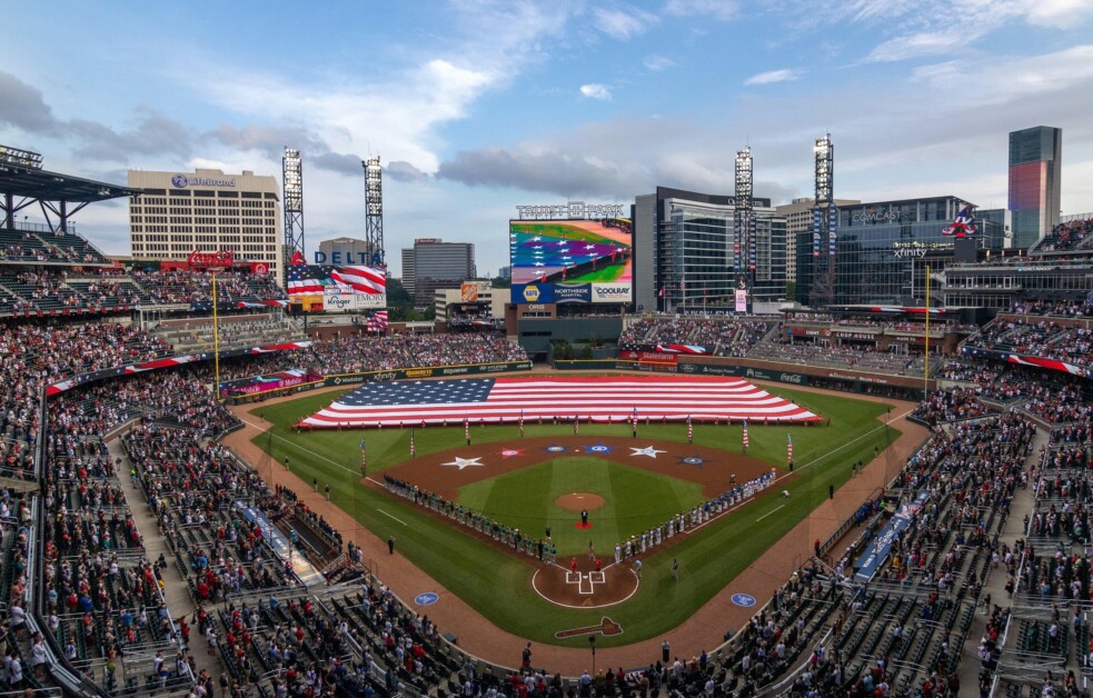 Truist Park view, United States of America flag