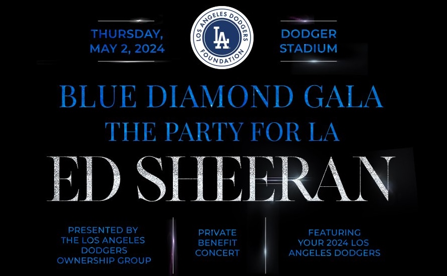 Ed Sheeran, 8th annual Los Angeles Dodgers Foundation Blue Diamond Gala