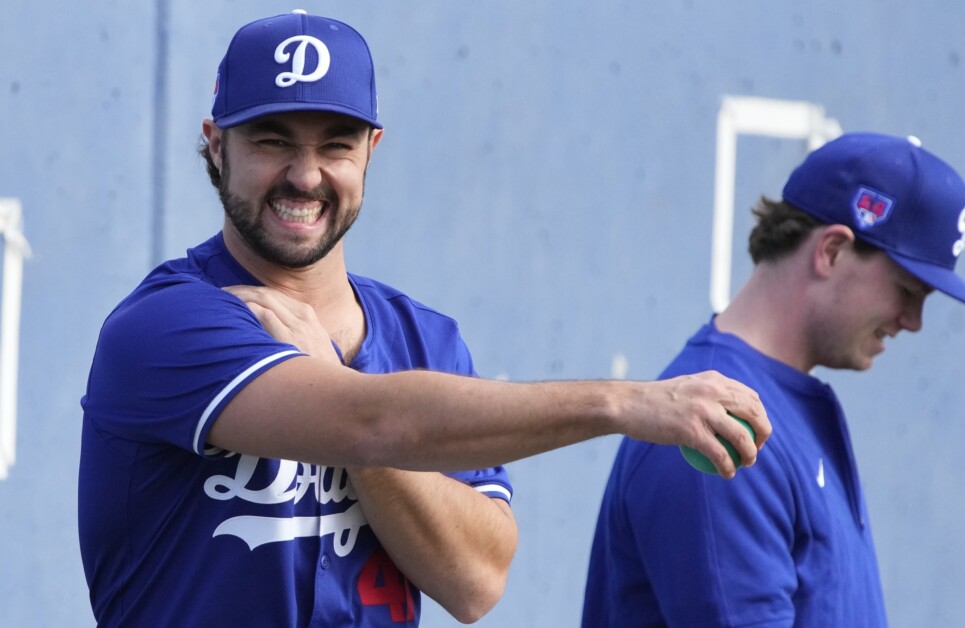 J.P. Feyereisen, Gus Varland, Dodgers workout, 2024 Spring Training