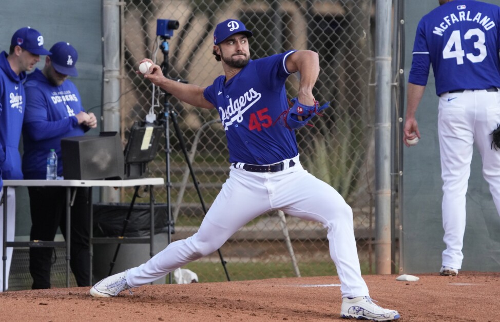 J.P. Feyereisen, T.J. McFarland, Dodgers workout, 2024 Spring Training