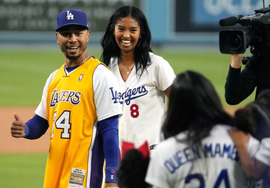 Mookie Betts, Vanessa Bryant, Natalia Bryant, Lakers Night, Kobe Bryant