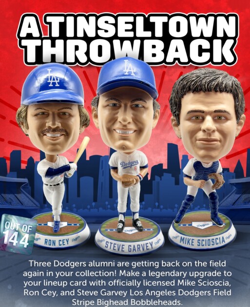 Ron Cey, Steve Garvey, Mike Scioscia, Dodgers bobbleheads, FOCO