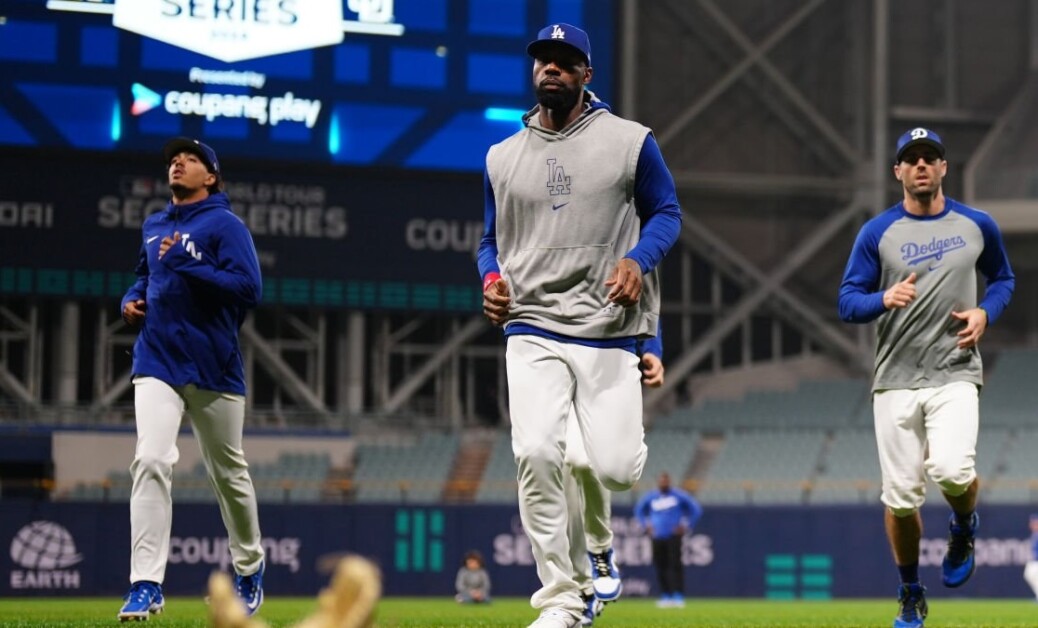 Jason Heyward, Miguel Vargas, Chris Taylor, Dodgers workout, Seoul Series