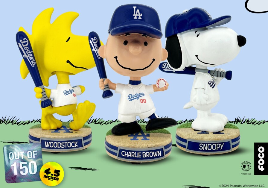 Woodstock, Charlie Brown, Snoopy, Peanuts, Dodgers bobbleheads, FOCO