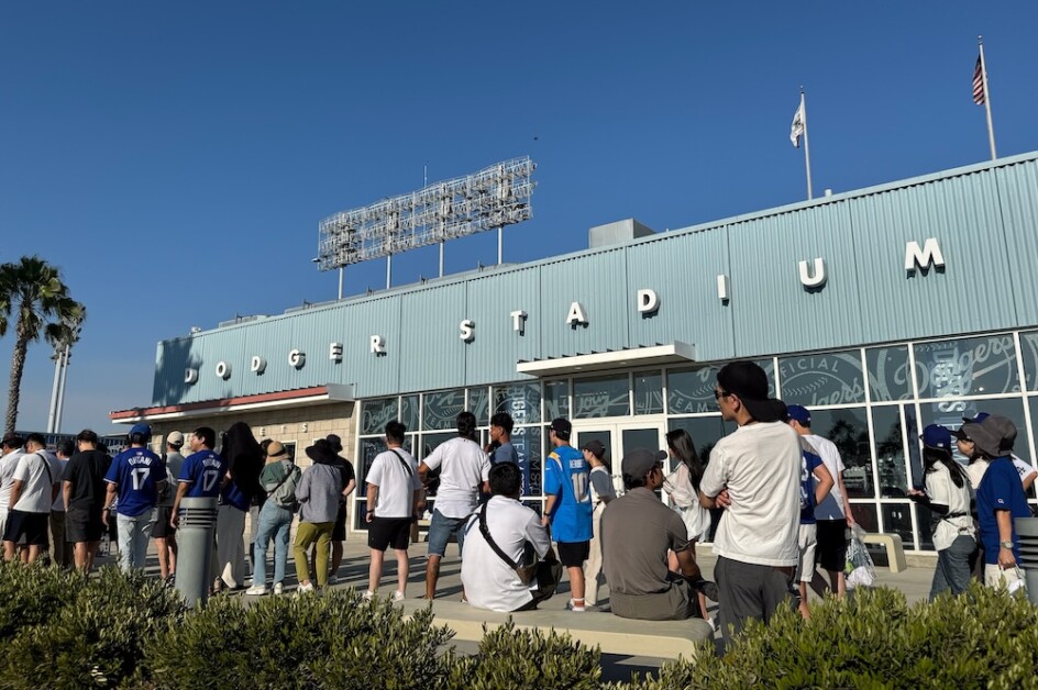 Dodgers fans, Dodger Stadium top of the park store, top deck