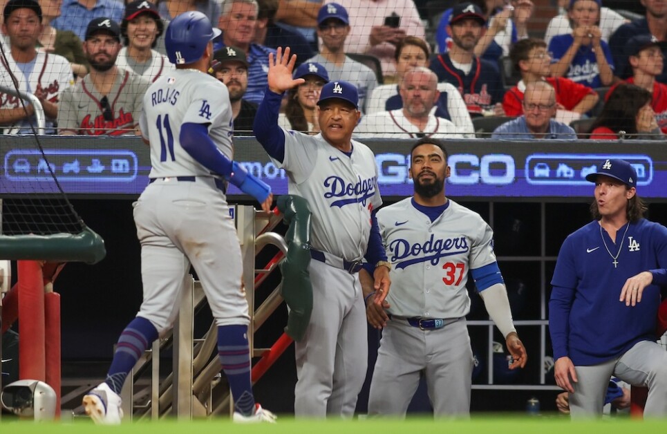 Miguel Rojas, Dave Roberts, Teoscar Hernández, Danny Lehmann