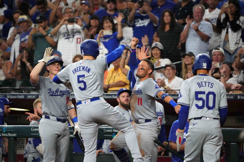 Will Smith, Freddie Freeman, Max Muncy, Mookie Betts, Miguel Rojas