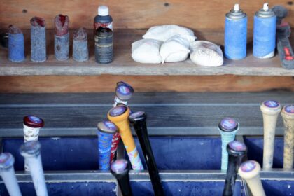 Dodgers bats, bat rack, 2024 World Series